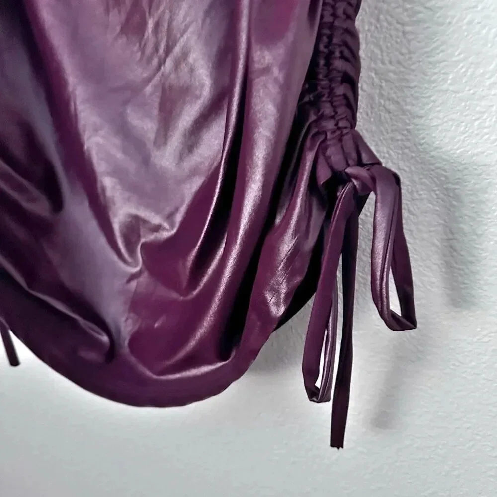 ZELIE FOR SHE | NWT‎ Drawstring City Sleek Faux Leather Skirt Merlot Maroon | 1X